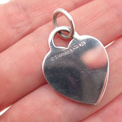 Tiffany & Co. 925 Sterling Silver Vintage Engraved SEH Heart Tag Charm Pendant