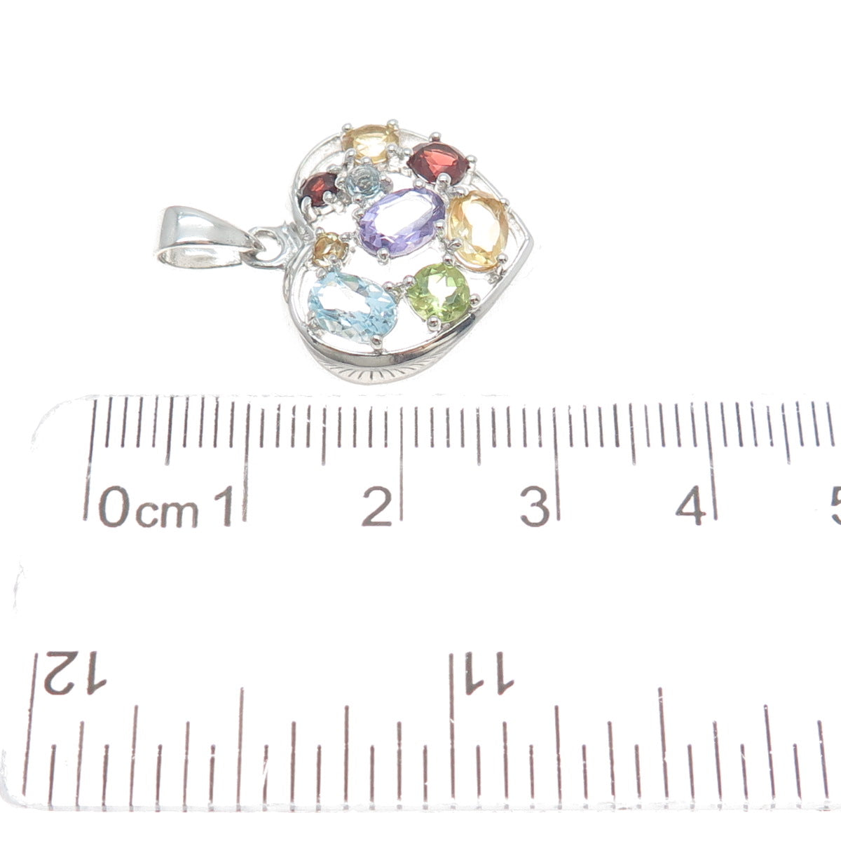 DBJ DEE BERKLE 925 Sterling Topaz Amethyst Peridot Citrine Garnet Heart Pendant