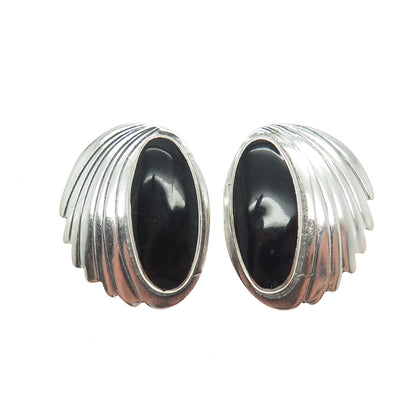 Old Pawn 925 Sterling Silver Vintage Southwestern Black Onyx Bird Wing Earrings