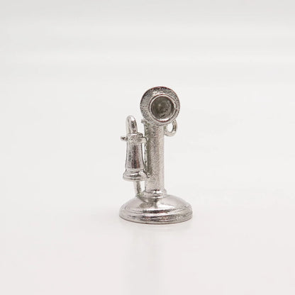 925 Sterling Silver Vintage Wells Candlestick Phone Pendant