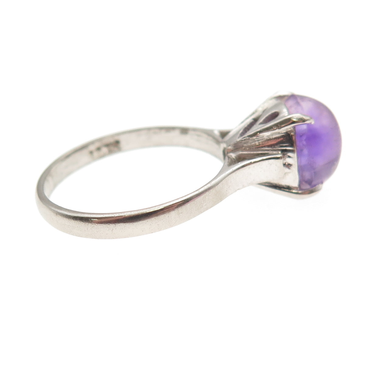 925 Sterling Silver Antique Art Deco Real Amethyst Ring Size 6.25