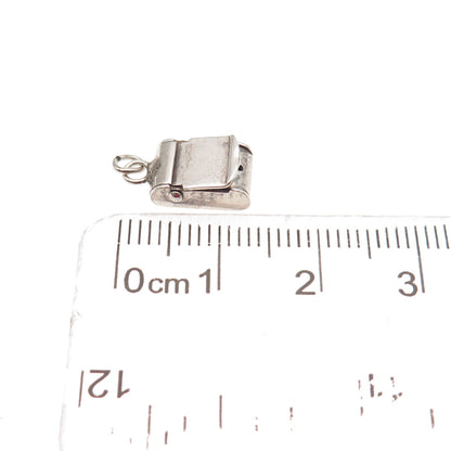 925 Sterling Silver Antique Art Deco Mail Box 3D Mini Open Charm Pendant
