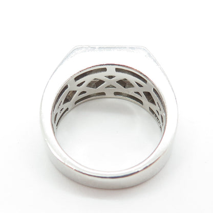 925 Sterling Silver Round-Cut C Z Signet Ring Size 10