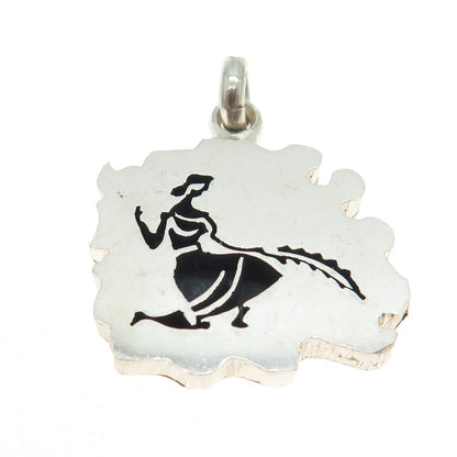 JMD GUEZ JUANA 980 Silver Vintage Mexico Taxco Hand Made Woman Tribal Pendant