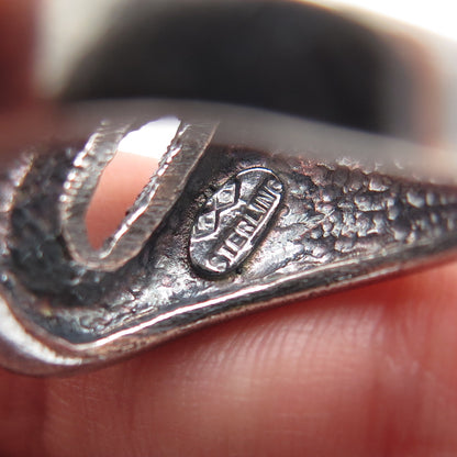 KARLAN & BLEICHER 925 Sterling Silver Vintage Modernist Oxidized Ring Size 6.5