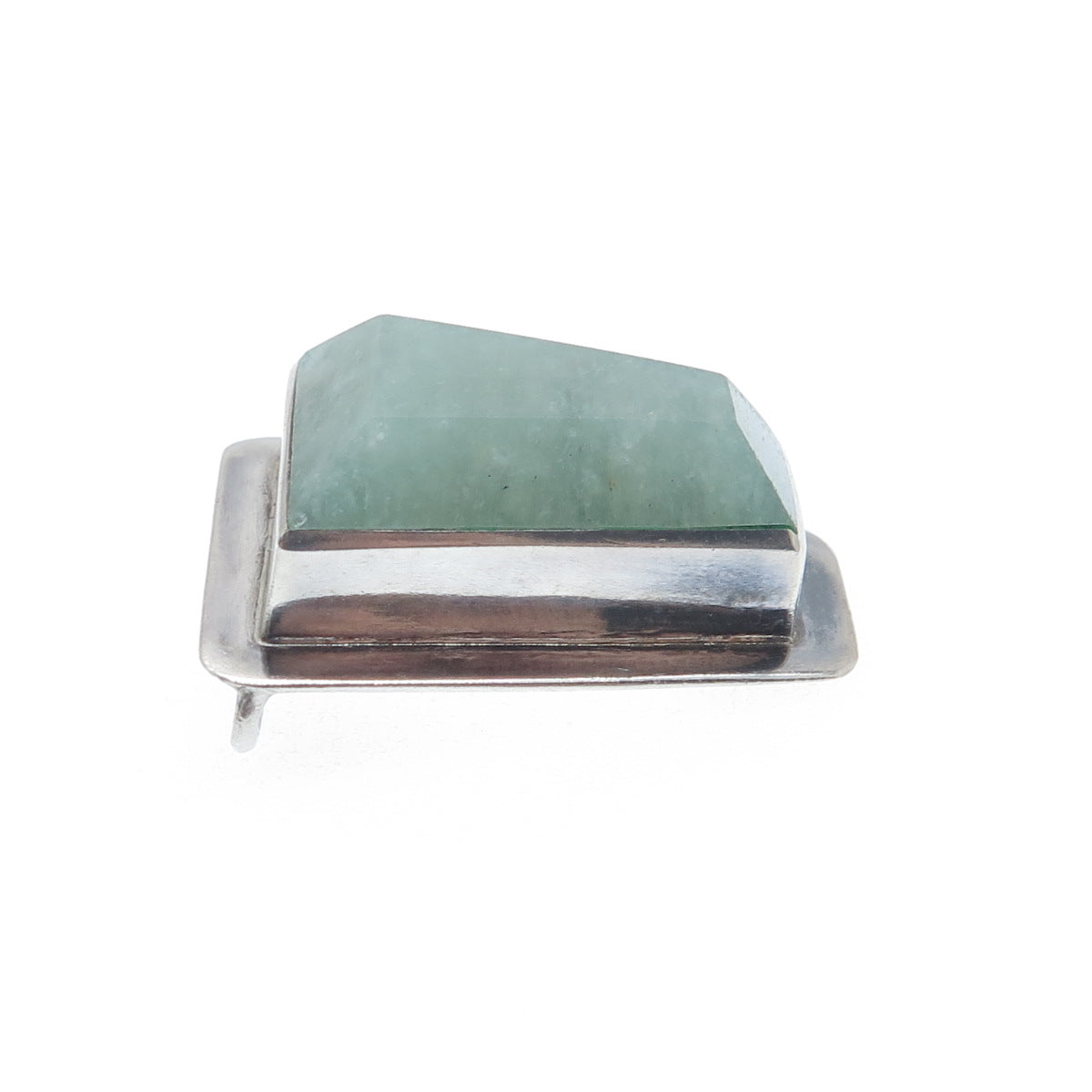925 Sterling Silver Vintage Real Aventurine Modernist Slide Pendant