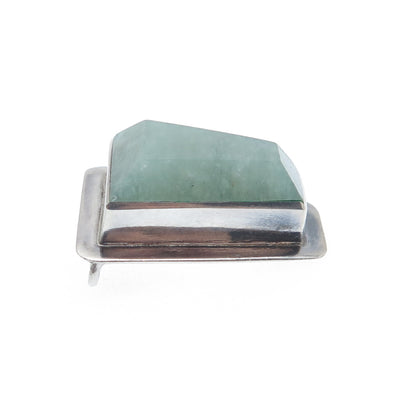 925 Sterling Silver Vintage Real Aventurine Modernist Slide Pendant
