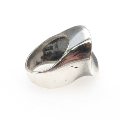 925 Sterling Silver Vintage AVM Mexico Modernist Oxidized Ring Size 6.5