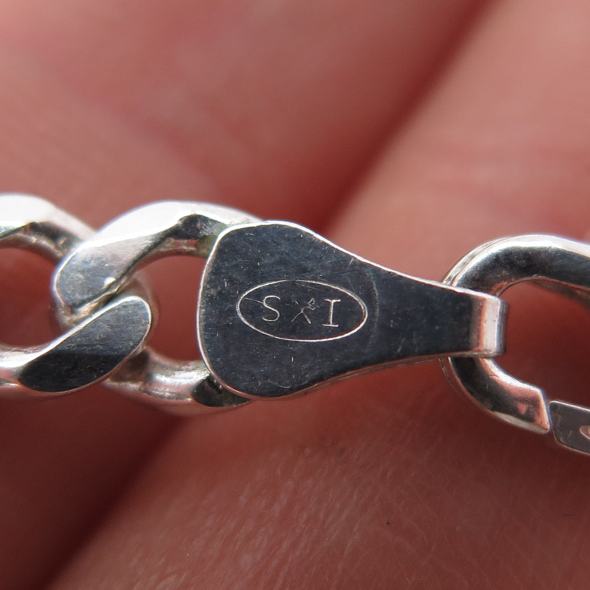 925 Sterling Silver Vintage Italy Figaro Chain Necklace 20"