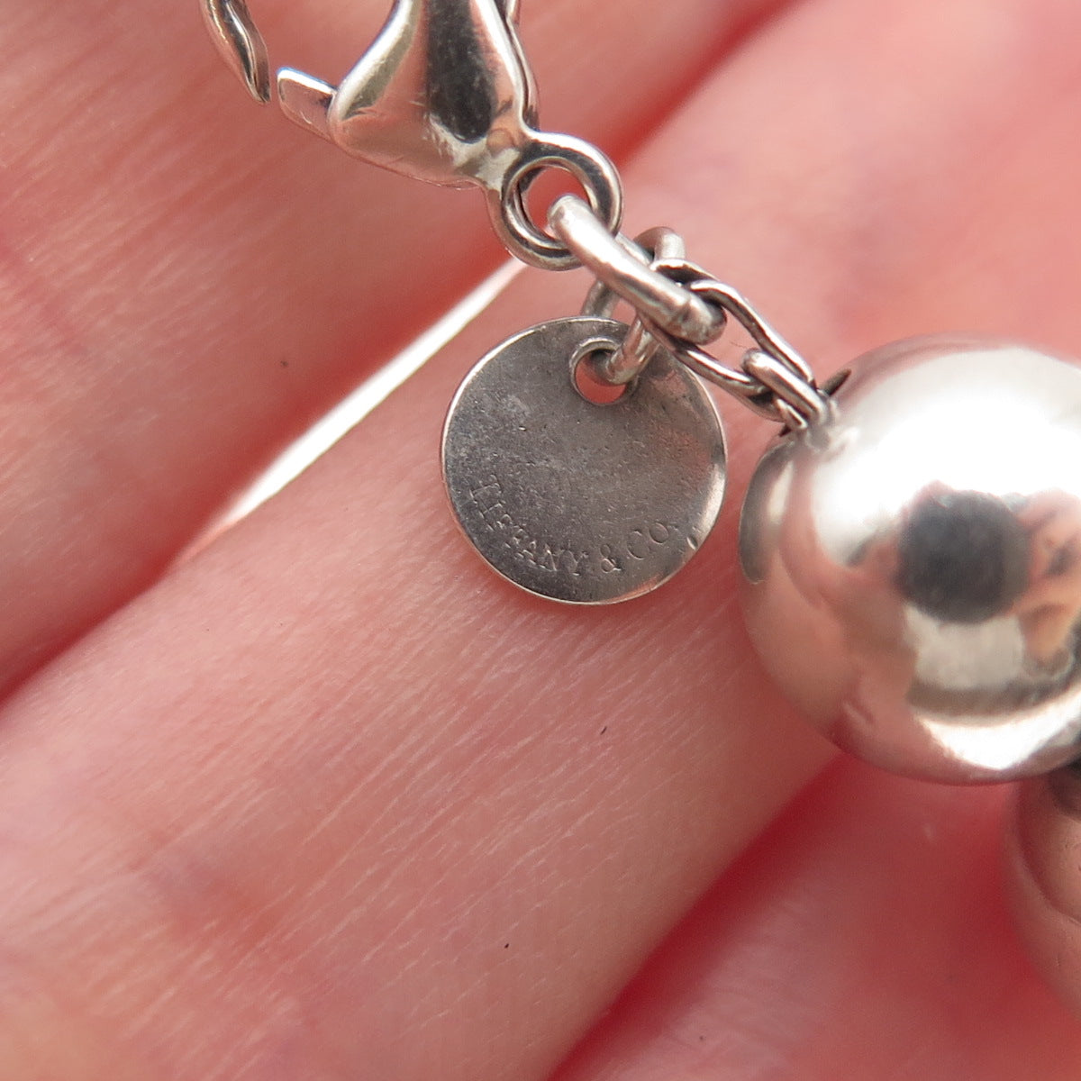 Tiffany & Co. 925 Sterling Silver Vintage HardWear Ball Beaded Bracelet 7.25"