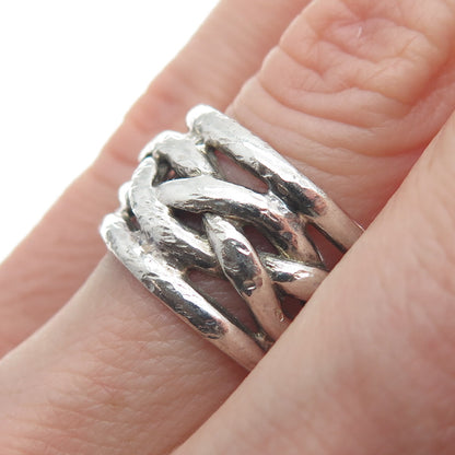 925 Sterling Silver Vintage Woven Band Ring Size 7.25