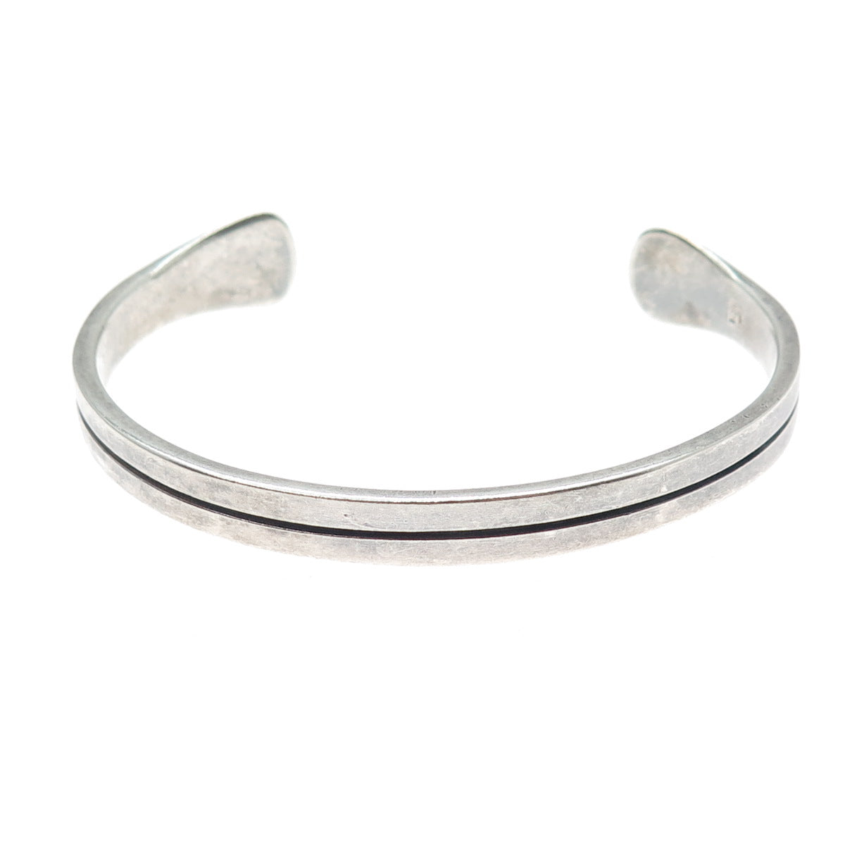 925 Sterling Silver Vintage Modernist Oxidized Adjustable Cuff Bracelet 7"