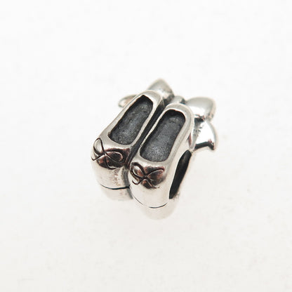 Chamilia 925 Sterling Silver Ballerina Shoes Slide Bead Charm
