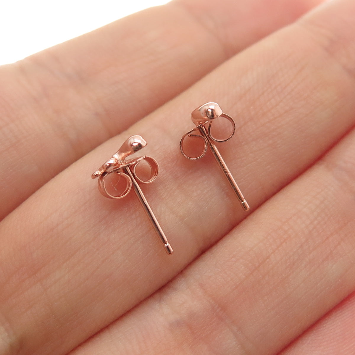 925 Sterling Silver Rose Gold Plated Modernist Zig Zag Stud Earrings