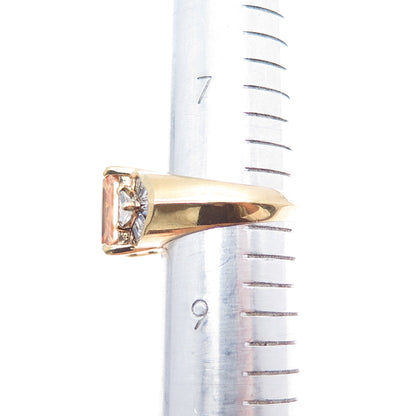 925 Sterling Silver Gold Plated Champagne & White C Z Ring Size 8.25