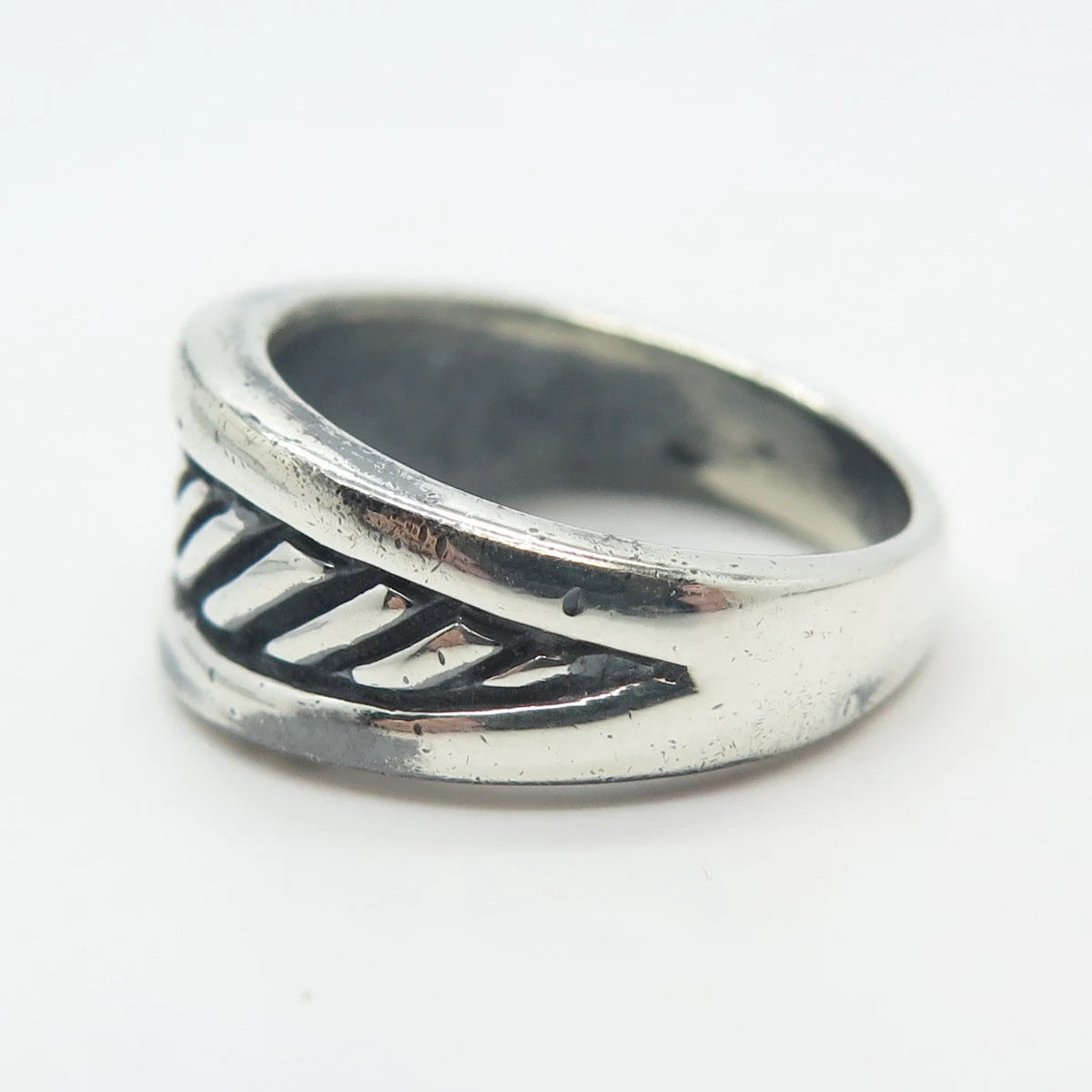 925 Sterling Silver Vintage Striped Ring Size 6.25