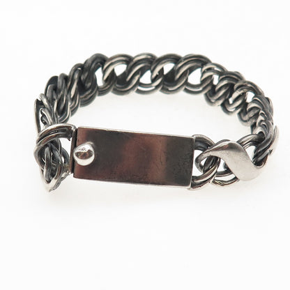 925 Sterling Silver Vintage Mexico Infinity Link Oxidized Bracelet 6.5"