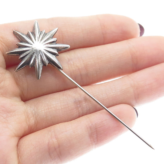 925 Sterling Silver Vintage Christmas Star of Bethlehem Oxidized Lapel Pin