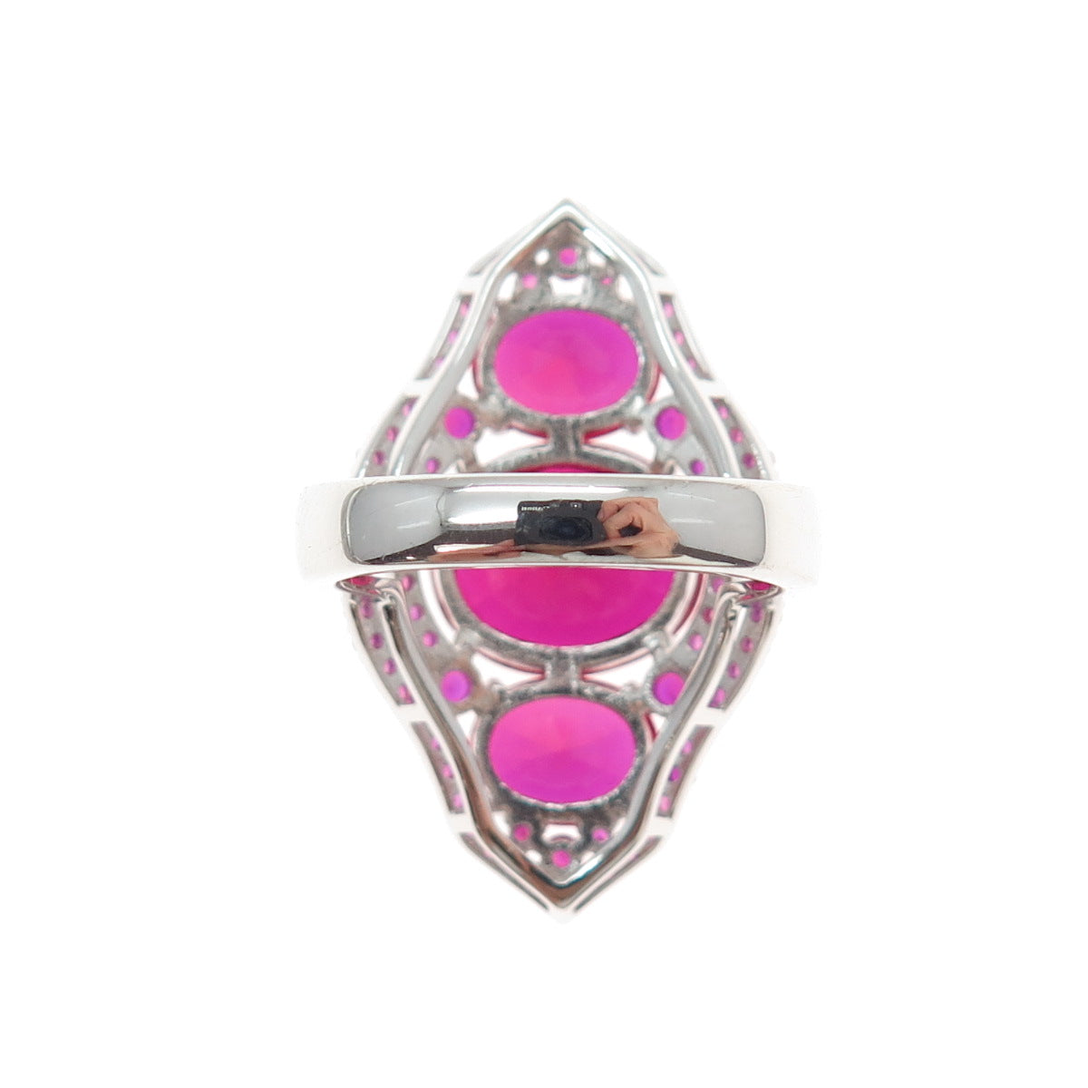 DSMK 925 Sterling Silver Lab-Created Pink Sapphire & Ruby Ring Size 7.25