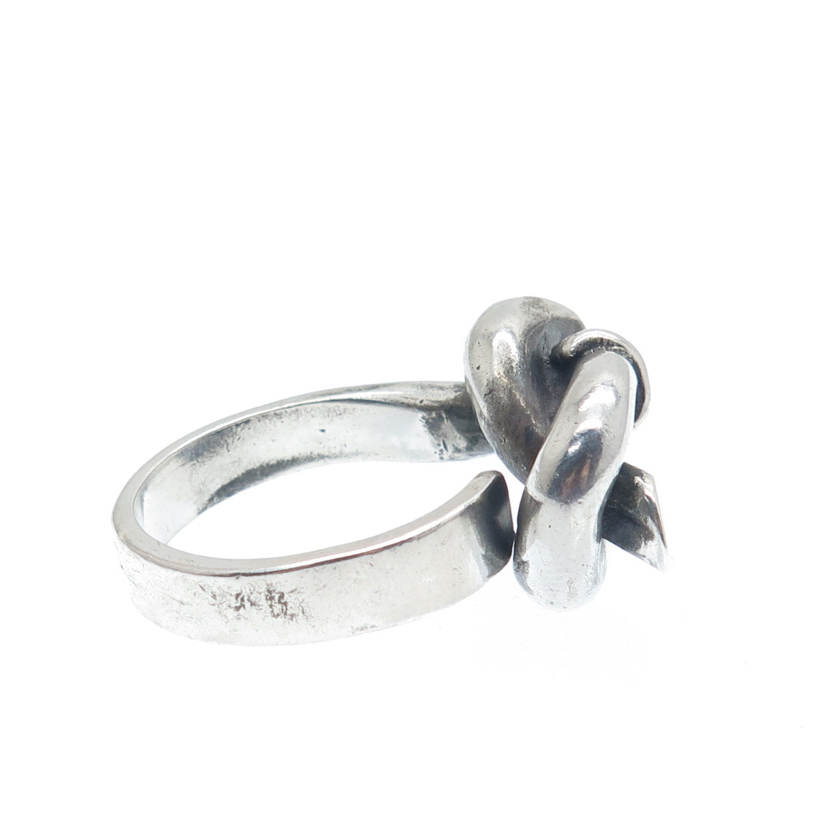 925 Sterling Silver Vintage Israel Modernist Love Knot Oxidized Ring Size 9.25