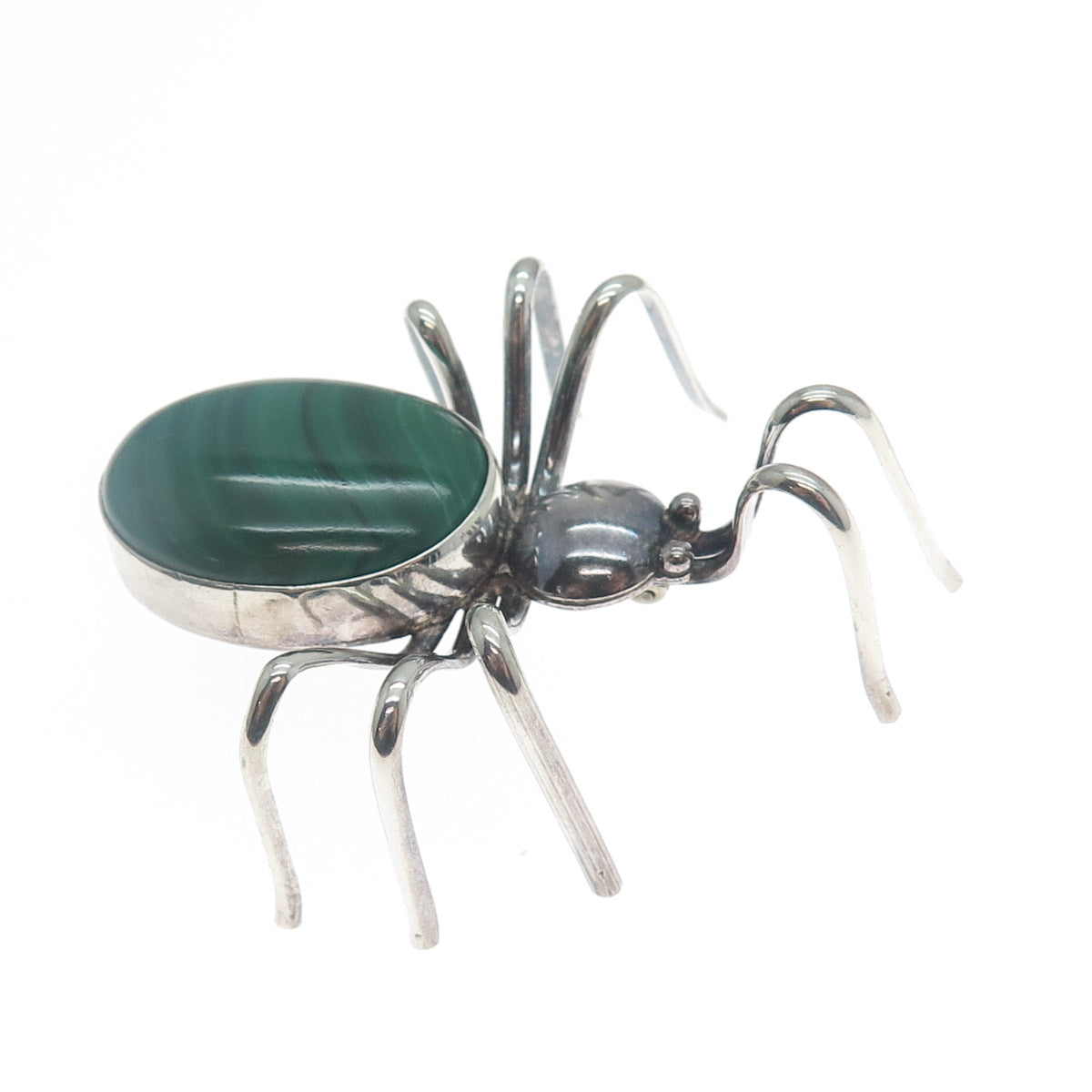 GETCO INC & LESTER JACKSON NAVAJO Old Pawn Sterling 1995 Malachite Spider Brooch
