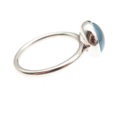 Pandora 925 Sterling Silver Aqua Blue Crystal Poetic Droplet Ring Size 6.75