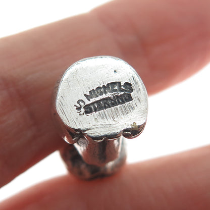 JO MICHELS 925 Sterling Silver Vintage Cat Oxidized Minimalist 3D Charm Pendant