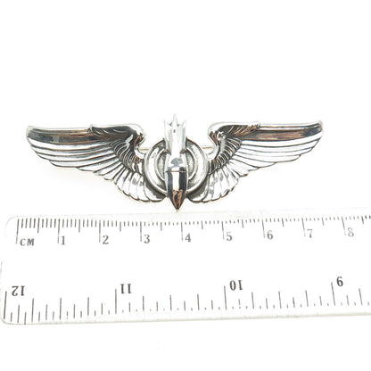 925 Sterling Silver Antique US Army Bombardier Badge Pin Brooch