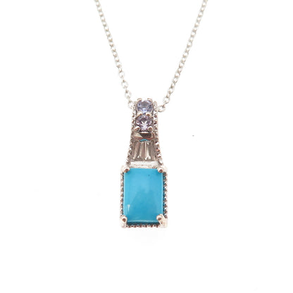 Chuck Clemency 925 Sterling Silver Real Turquoise Tanzanite & Topaz Necklace 20"