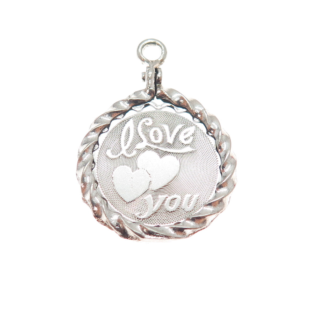 SPENCER CO. 925 Sterling Silver Vintage I Love You Charm Pendant