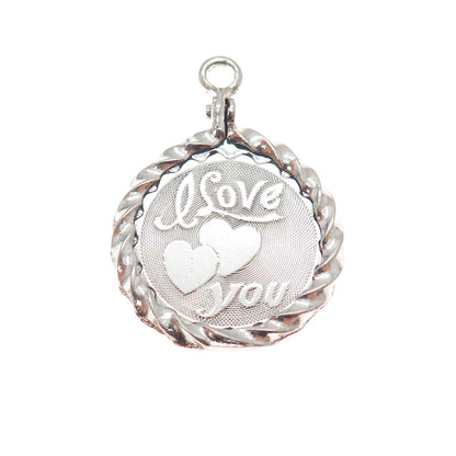 SPENCER CO. 925 Sterling Silver Vintage I Love You Charm Pendant