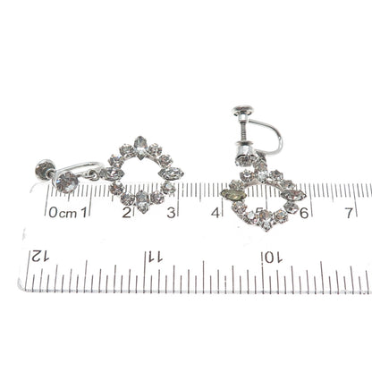 CARL ART 925 Sterling Silver Antique Art Deco Rhinestone Screw Back Earrings