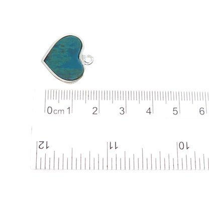 ELIAS 925 Sterling Silver Vintage Peru Real Kingman Turquoise Heart Mini Pendant