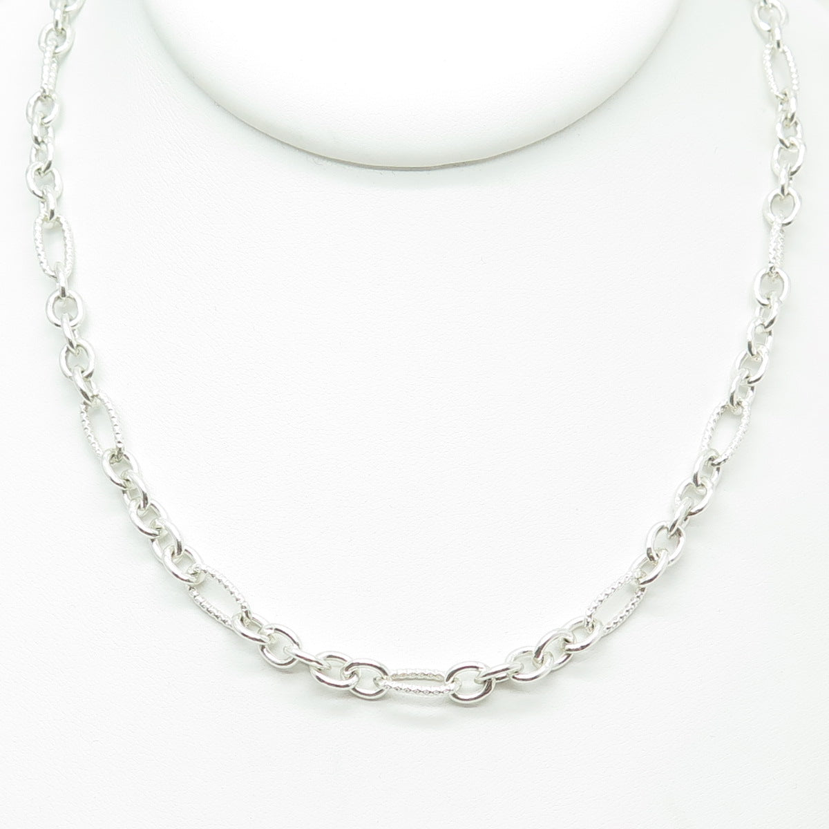 925 Sterling Silver Vintage Figaro Chain Necklace 16"