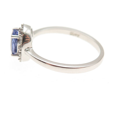 D'Joy 925 Sterling Silver Real Tanzanite & White Topaz Ring Size 8