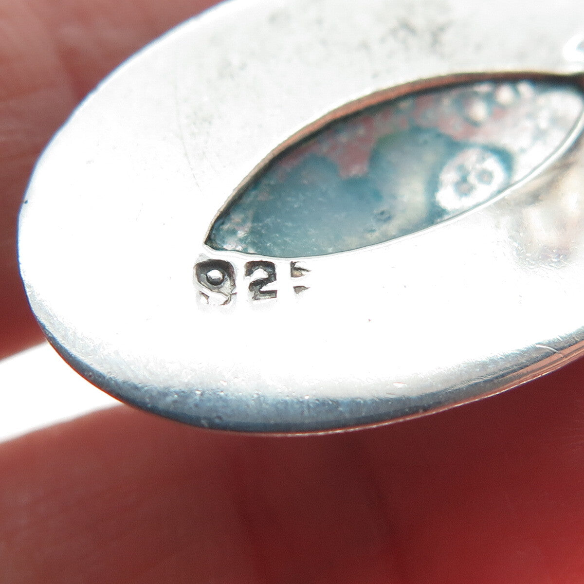 925 Sterling Silver Vintage Aqua Bubble Glass Modernist Earrings