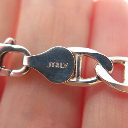 925 Sterling Silver Vintage Italy Anchor Mariner Chain Necklace 24"