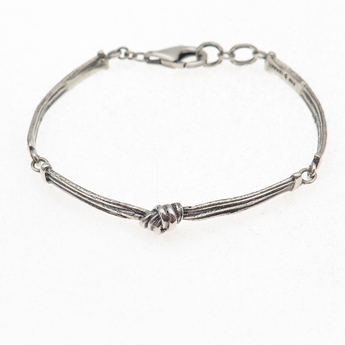 Silpada Sterling Silver Vintage Modernist Knot Oxidized Bar Link Bracelet 7.5"