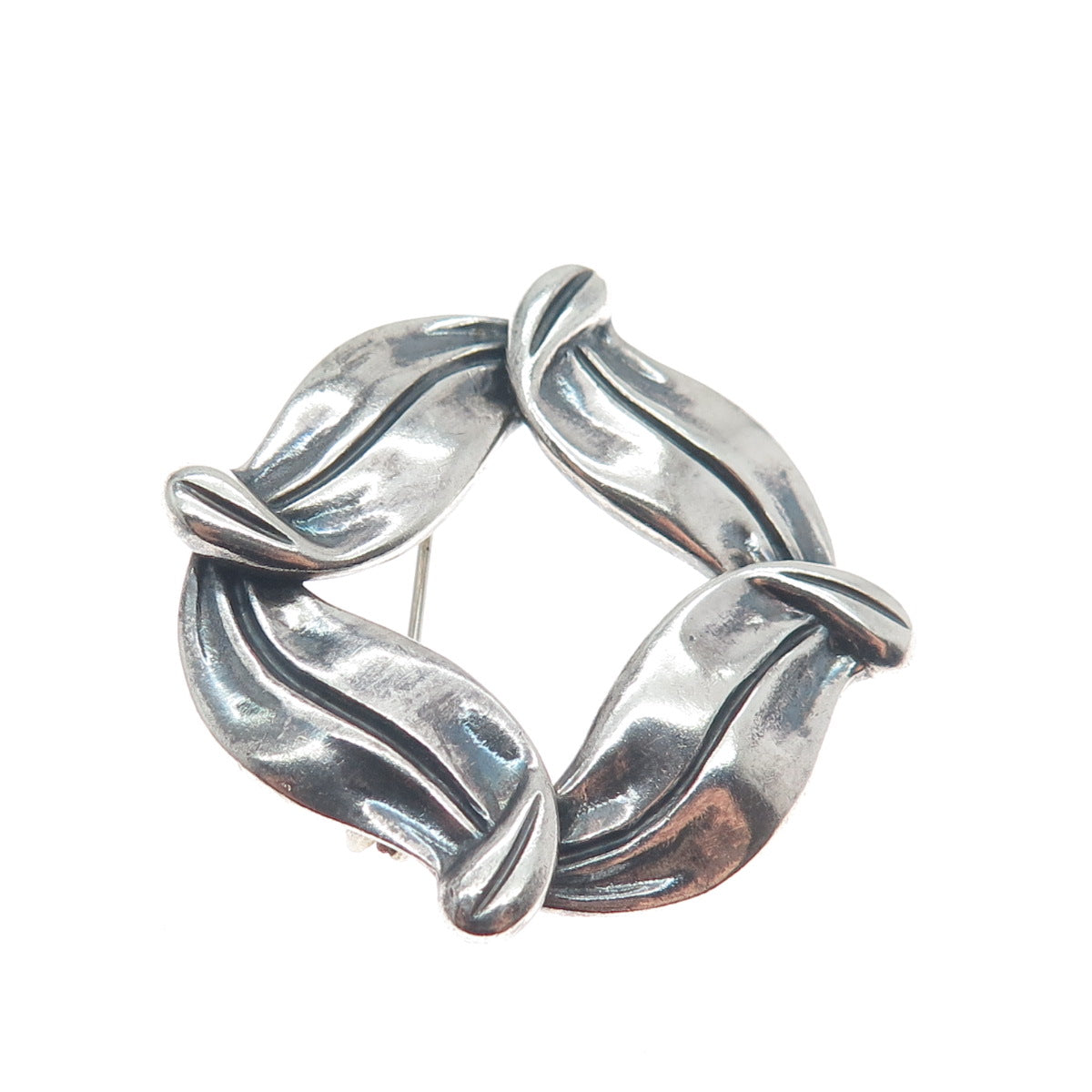 MARGOT DE TAXCO 925 Sterling Silver Vintage Mexico Petal Oxidized Brooch #5184