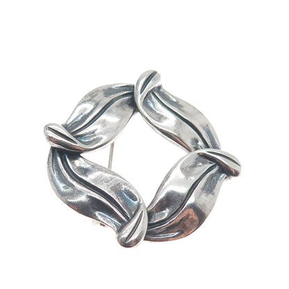 MARGOT DE TAXCO 925 Sterling Silver Vintage Mexico Petal Oxidized Brooch #5184