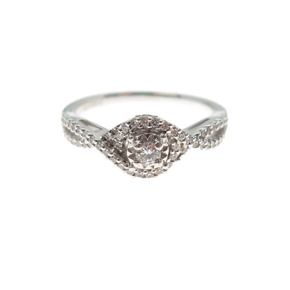 SAI 925 Sterling Silver Real Pink Topaz & Swarovski White Crystal Ring Size 7.25