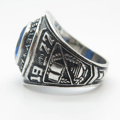 925 Sterling Silver Vintage Reed & Co Glass H Greeley 1977 School Ring Size 9.75