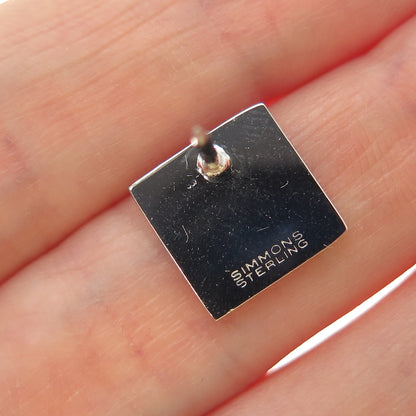SIMMONS 925 Sterling Silver Vintage Square Lapel Pin