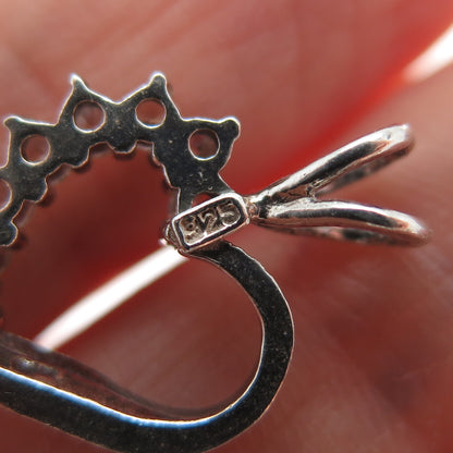 925 Sterling Silver Round-Cut C Z Heart Minimalist Charm Pendant