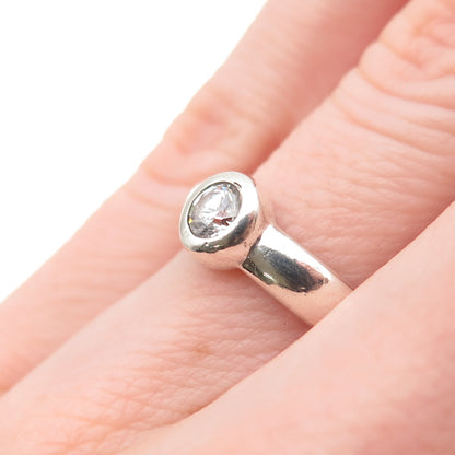 925 Sterling Silver Round-Cut C Z Oxidized Ring Size 5.75