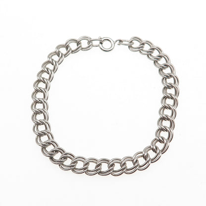 B.A. Ballou 925 Sterling Silver Vintage Double Curb Link Bracelet 7"