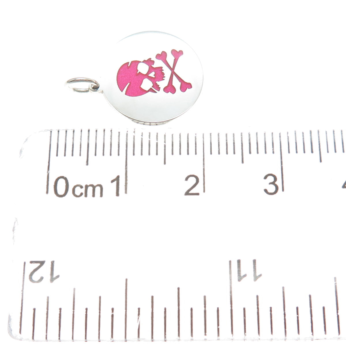 925 Sterling Silver Pink Enamel Skull & Crossed Bones Minimalist Charm Pendant