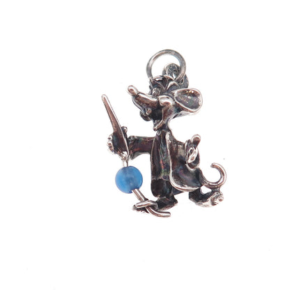 Disney & Cellini 925 Sterling Silver Vintage Glass Jaq Cinderella Charm Pendant