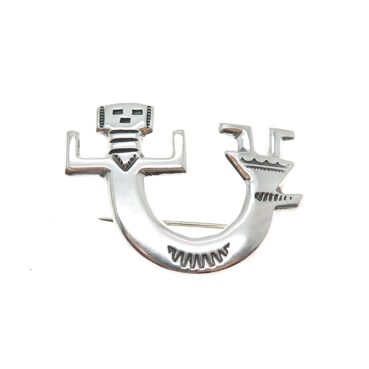 Felix Joe Navajo Old Pawn Sterling Silver Vintage Kachina Doll Tribal Pin Brooch