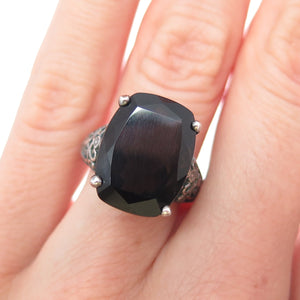 CLYDE DUNEIER CID Sterling Silver Vintage Smoky Quartz Modernist Ring Size 4.75